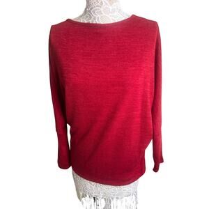 Red Boutique Long Sleeve Top Women’s Large Made in USA- Polyester/Spandex NWT